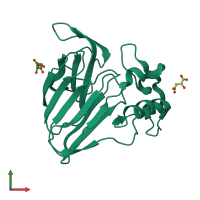 PDB entry 5lh3 coloured by chain, front view.