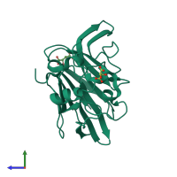 PDB entry 5lh3 coloured by chain, side view.