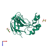 PDB entry 5lh6 coloured by chain, top view.