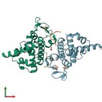 PDB entry 5ljn coloured by chain, front view.