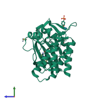 PDB entry 5lma coloured by chain, side view.