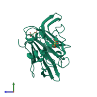 PDB entry 5lmh coloured by chain, side view.