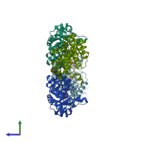 PDB entry 5lnr coloured by chain, side view.