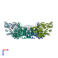 PDB entry 5lnr coloured by chain, top view.