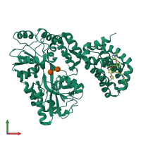 PDB entry 5lof coloured by chain, front view.