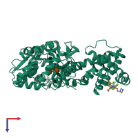 PDB entry 5lof coloured by chain, top view.