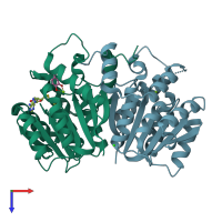 PDB entry 5log coloured by chain, top view.