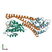 PDB entry 5lpn coloured by chain, front view.