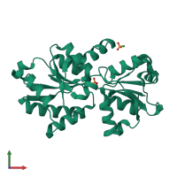 PDB entry 5lq8 coloured by chain, front view.