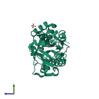 PDB entry 5lq8 coloured by chain, side view.