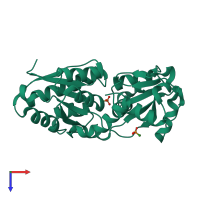 PDB entry 5lq8 coloured by chain, top view.