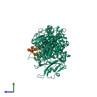 PDB entry 5lqq coloured by chain, side view.