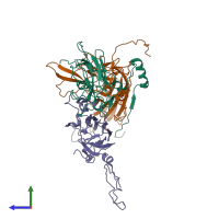 PDB entry 5lwi coloured by chain, side view.