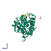 PDB entry 5lwo coloured by chain, side view.