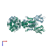 PDB entry 5m1a coloured by chain, top view.