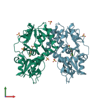 PDB entry 5m2v coloured by chain, front view.
