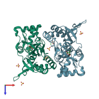 PDB entry 5m2v coloured by chain, top view.