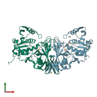 PDB entry 5m6d coloured by chain, front view.