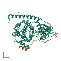 PDB entry 5m71 coloured by chain, front view.