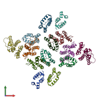 PDB entry 5md6 coloured by chain, front view.
