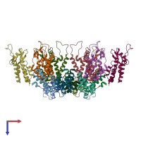 PDB entry 5mdc coloured by chain, top view.