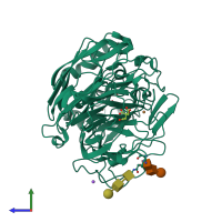 PDB entry 5mew coloured by chain, side view.