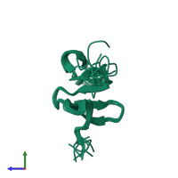 PDB entry 5mfy coloured by chain, ensemble of 10 models, side view.