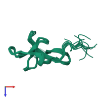 PDB entry 5mfy coloured by chain, ensemble of 10 models, top view.