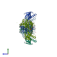 PDB entry 5mh6 coloured by chain, side view.