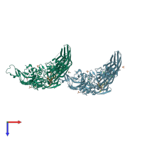 PDB entry 5mhm coloured by chain, top view.