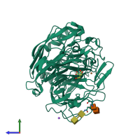 PDB entry 5mie coloured by chain, side view.