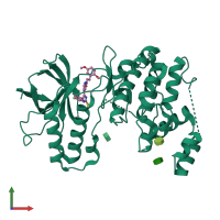 PDB entry 5ml5 coloured by chain, front view.