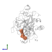 D-phenylalanyl-N-{4-[amino(iminio)methyl]benzyl}-L-prolinamide in PDB entry 5mm6, assembly 1, side view.
