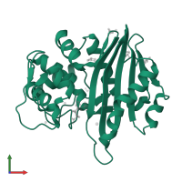 Beta-lactamase OXA-10 in PDB entry 5mnu, assembly 1, front view.