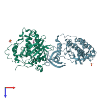 PDB entry 5mo7 coloured by chain, top view.