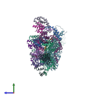 PDB entry 5muu coloured by chain, side view.