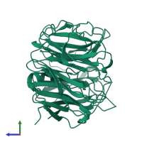 PDB entry 5mvh coloured by chain, side view.