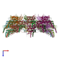 PDB entry 5myu coloured by chain, ensemble of 3 models, top view.