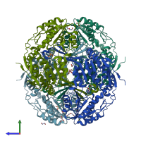 PDB entry 5mz5 coloured by chain, side view.