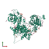 Monomeric assembly 1 of PDB entry 5mzn coloured by chemically distinct molecules, front view.