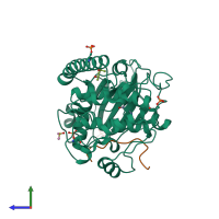 PDB entry 5n1m coloured by chain, side view.
