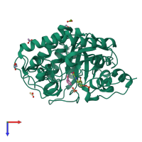 PDB entry 5n6g coloured by chain, top view.