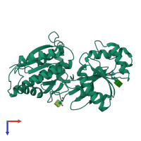 PDB entry 5n6p coloured by chain, top view.