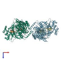 PDB entry 5n9d coloured by chain, top view.