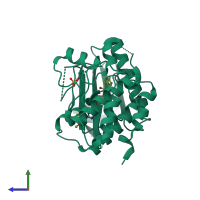 PDB entry 5n9s coloured by chain, side view.