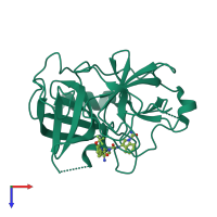 PDB entry 5nb6 coloured by chain, top view.