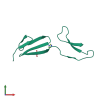 Monomeric assembly 2 of PDB entry 5nb8 coloured by chemically distinct molecules, front view.