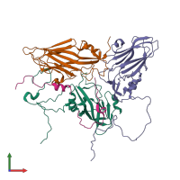 PDB entry 5ned coloured by chain, front view.