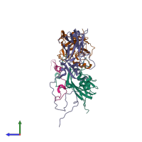 PDB entry 5ned coloured by chain, side view.