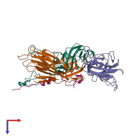 PDB entry 5ned coloured by chain, top view.